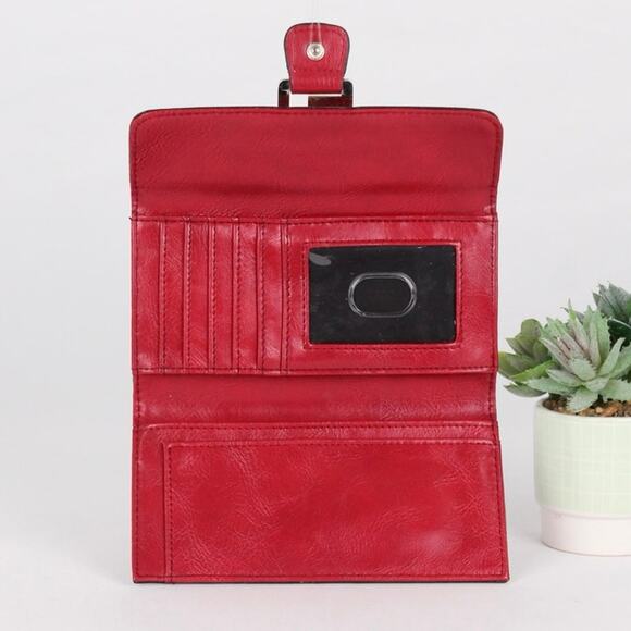 Guess Y2K Cherry Red Leather Trifold Wallet - Picture 2 of 5